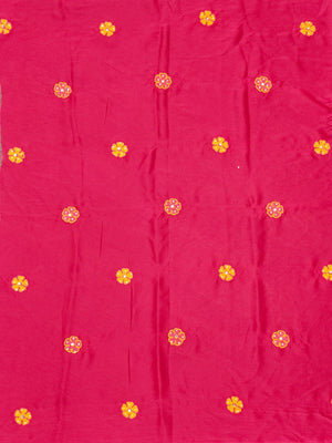 Black Viscose Saree with Floral Embroidery and Pink Blouse - Image 2