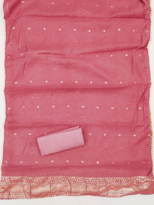 Peach Elegant Modal Jacquard Dress Material Adorned with Intricate Zari Weaving - Image 2