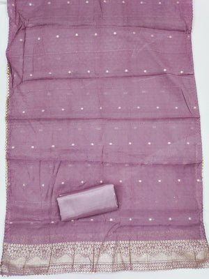 Mauve Elegant Modal Jacquard Dress Material Adorned with Intricate Zari Weaving - Image 2