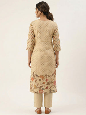 Comfortable Peach Pure Cotton Straight Fit Printed Salwar Suit Set for Everyday Ethnic Styling - Image 2