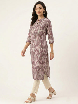 Wine Pure Cotton Kurti Featuring Modern Geometric Print and Breathable Fabric - Image 2