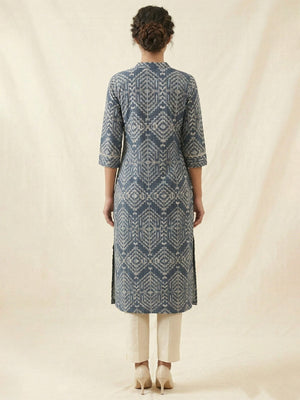 Blue Pure Cotton Kurti Featuring Modern Geometric Print and Breathable Fabric - Image 2