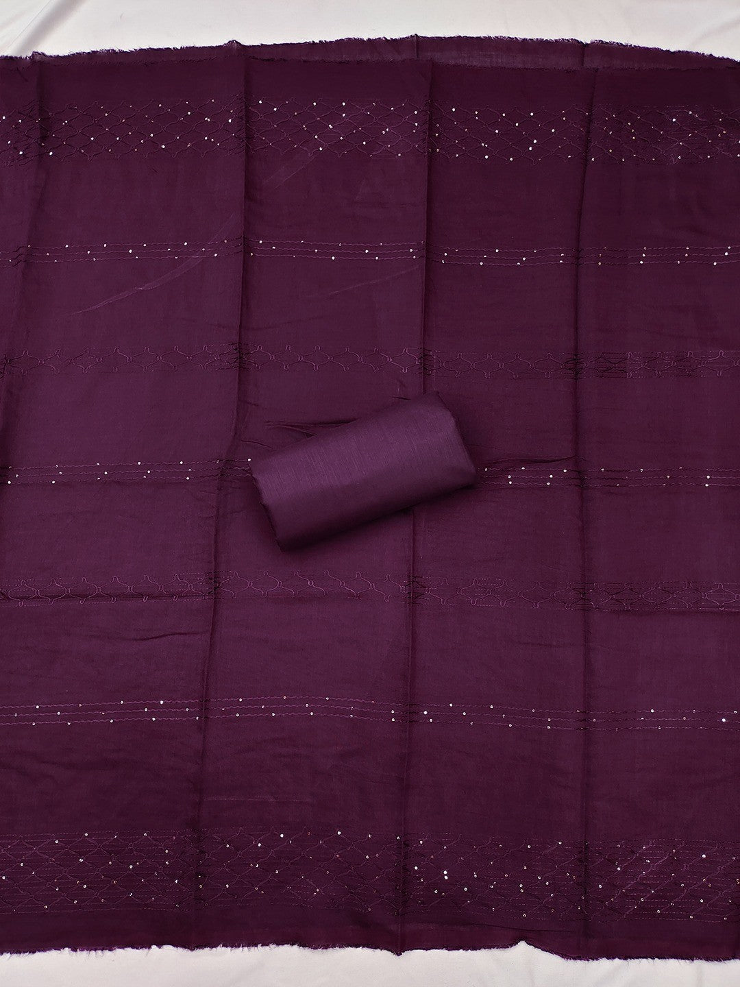 Refreshing Mauve Floral Thread Embroidered Cotton Dress Material With Elegant Sequins Work - Image 2