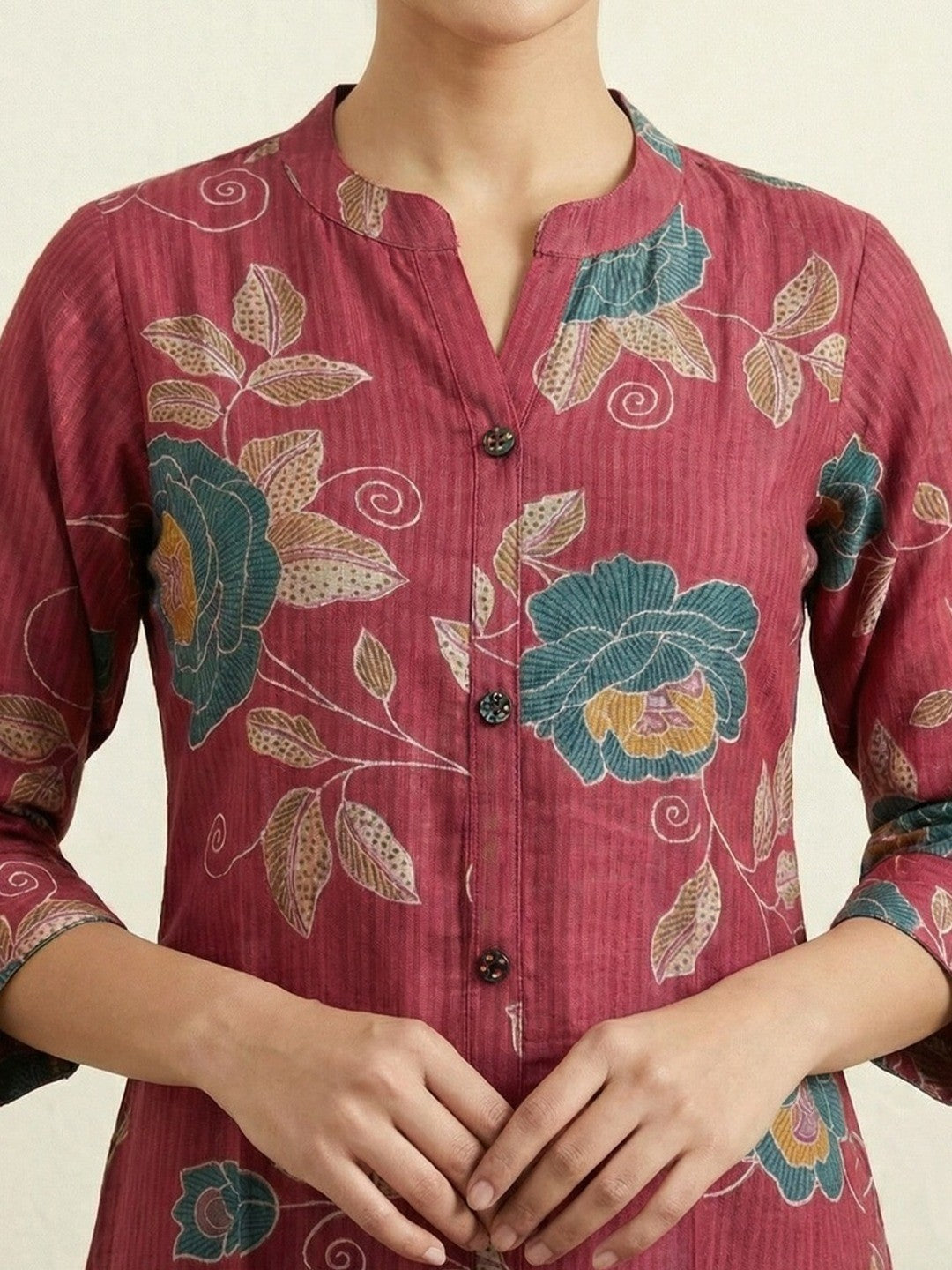 Pink Floral Printed Viscose A-Line Top Bottom Set by Aariya Designs - Image 4