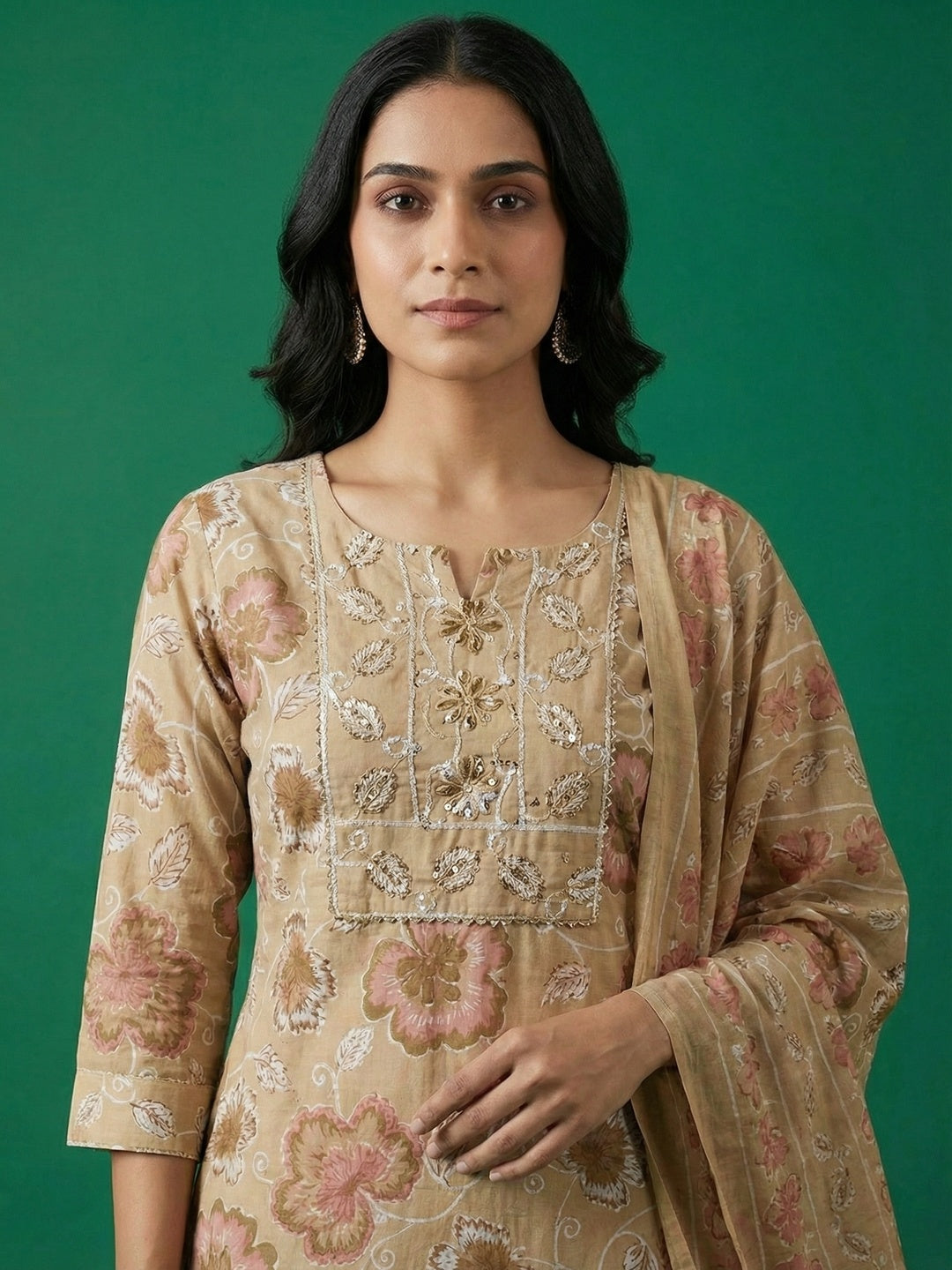Yellow Floral Printed Pure Cotton Salwar Suit with Dupatta for Timeless Ethnic Elegance - Image 4