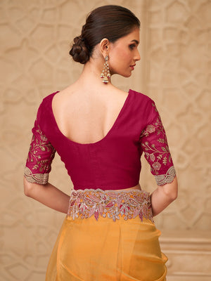 Mustard Georgette Saree with Elegant Embroidered Work and Modern Ethnic Appeal - Image 2