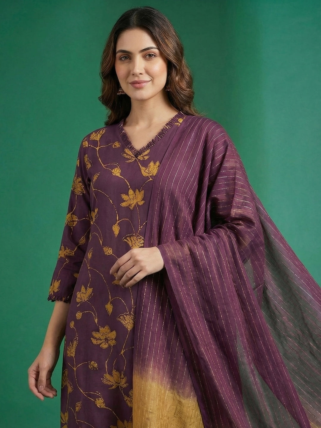 Purple Viscose Floral Printed Suit Set with Dupatta for Elegant Everyday Ethnic Look - Image 5
