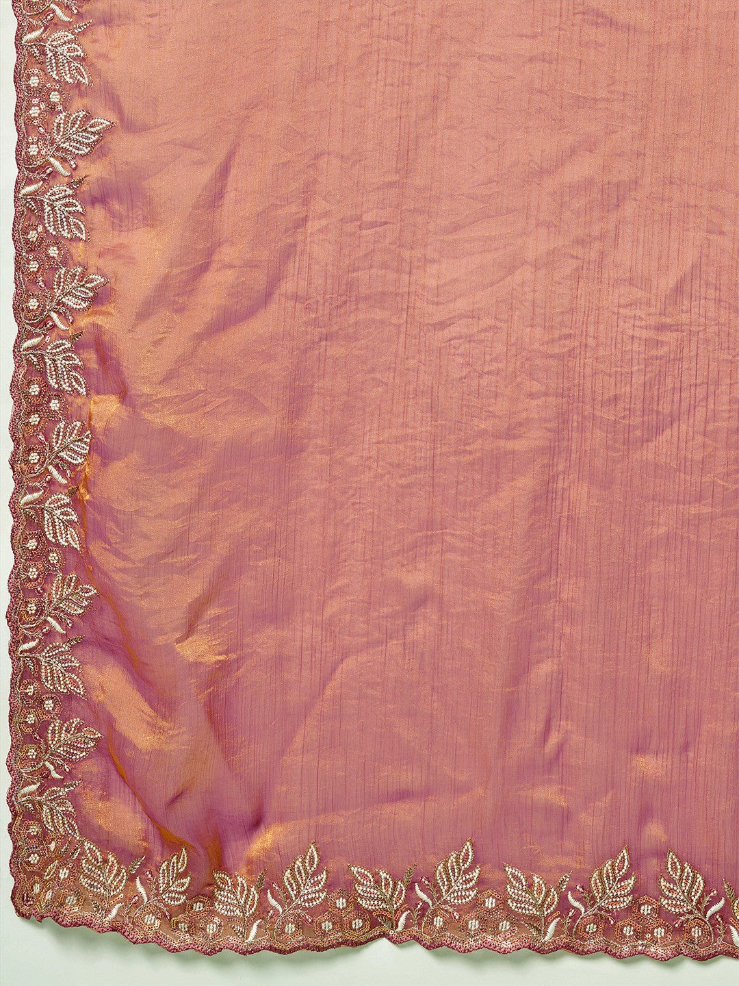 Elegant Wine Floral Thread & Zari Embroidered Chiffon Velvet Saree With Shimmering Sequins - Image 2