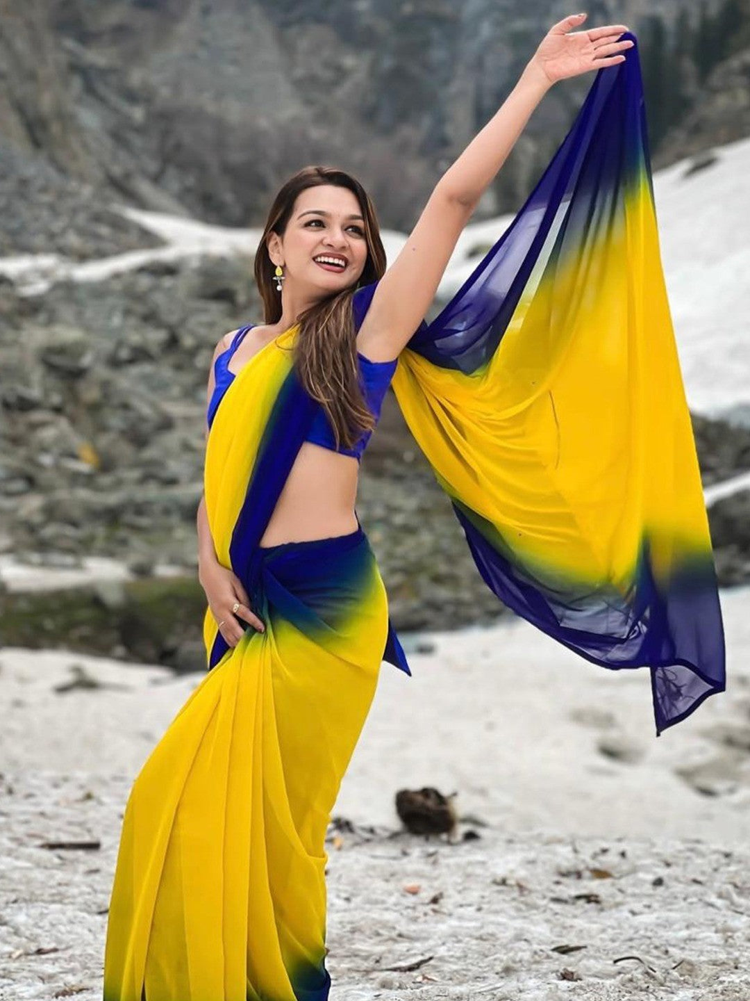 Multicolor Georgette Ombre Saree Elegant and Flowing Ethnic Wear - Image 4