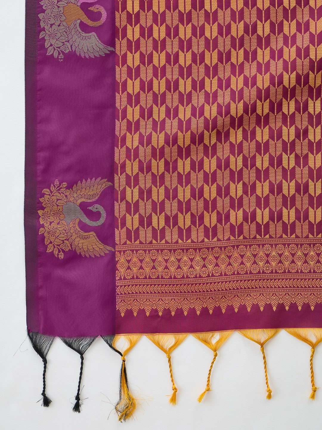 Elegant Burnt Orange Handloom Silk Saree with Woven Design - Image 2