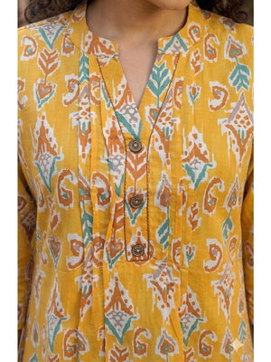 Stylish Yellow Printed Pure Cotton Top for Casual Wear - Image 2