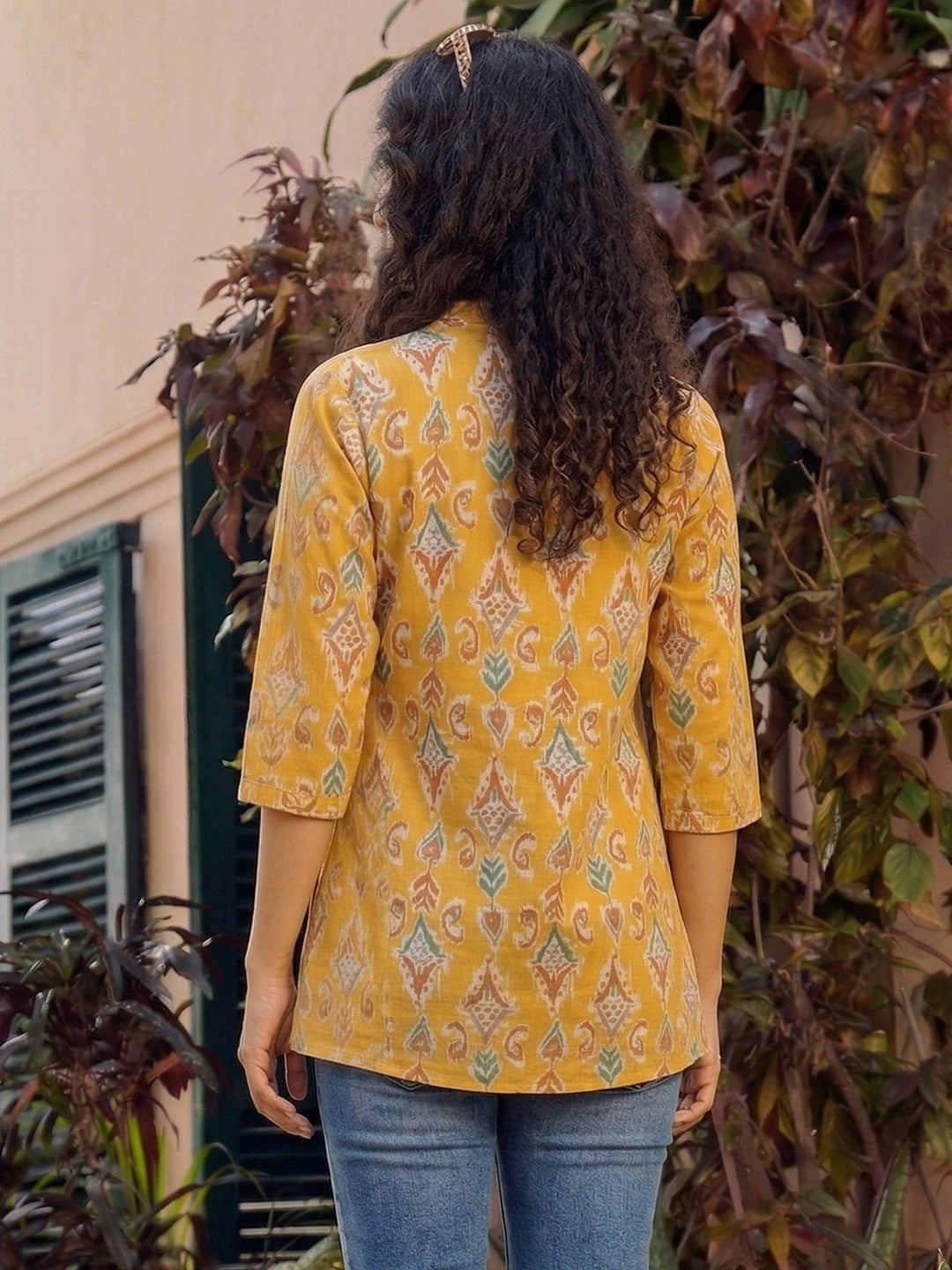 Stylish Yellow Printed Pure Cotton Top for Casual Wear - Image 3