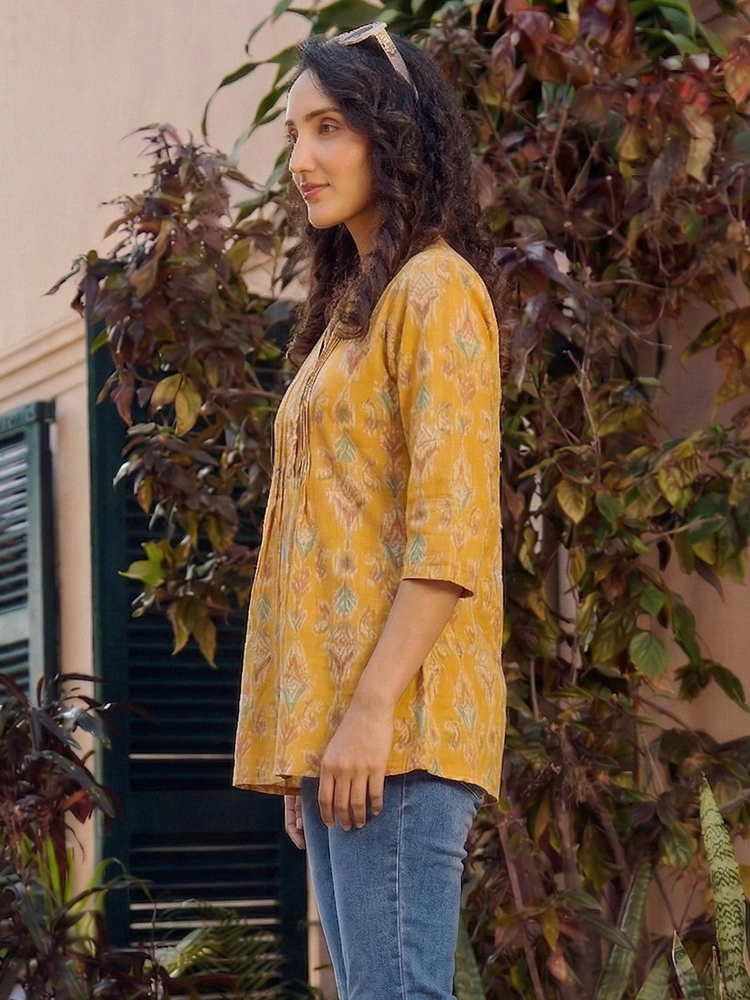 Stylish Yellow Printed Pure Cotton Top for Casual Wear - Image 2
