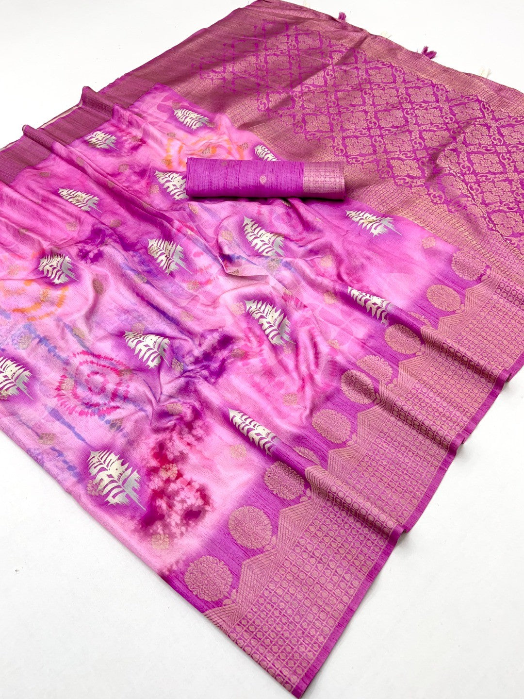 Elegant Purple Bemberg Saree with Digital Print and Weaving Pallu - Image 2