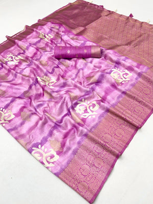 Elegant Purple Bemberg Saree with Digital Print and Rich Pallu - Image 2