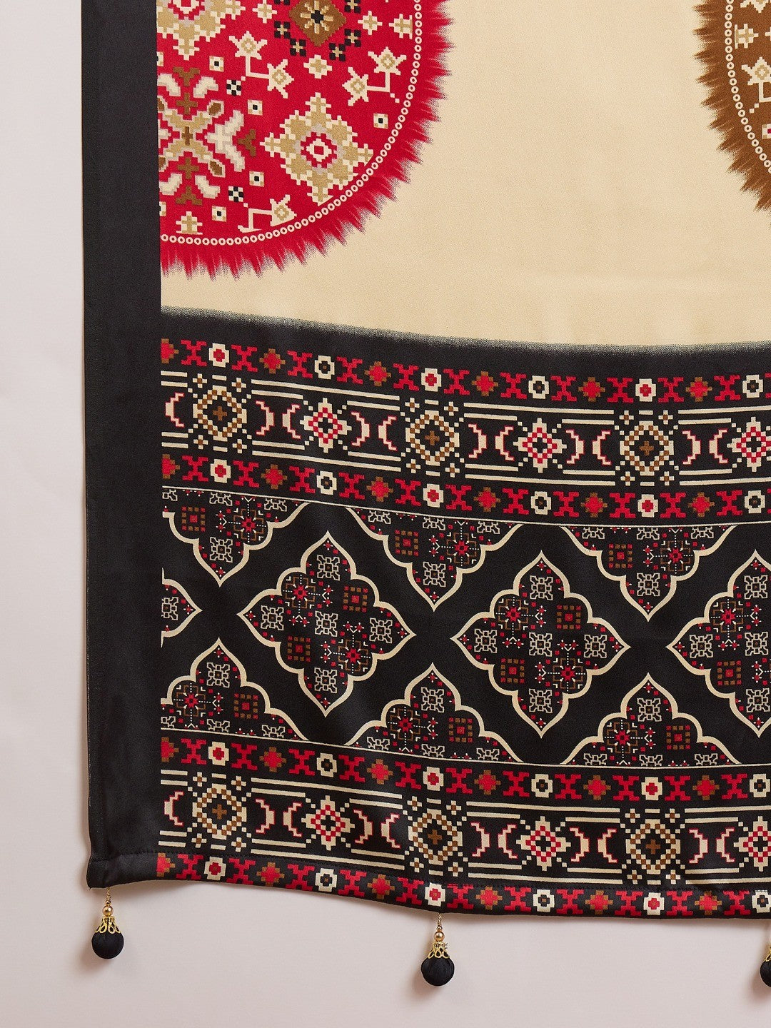 Graceful Black Satin Saree with Allover Print and Designer Blouse - Image 2