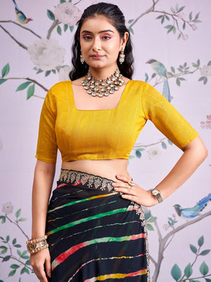 Black Leheriya Printed Georgette Saree - Image 2