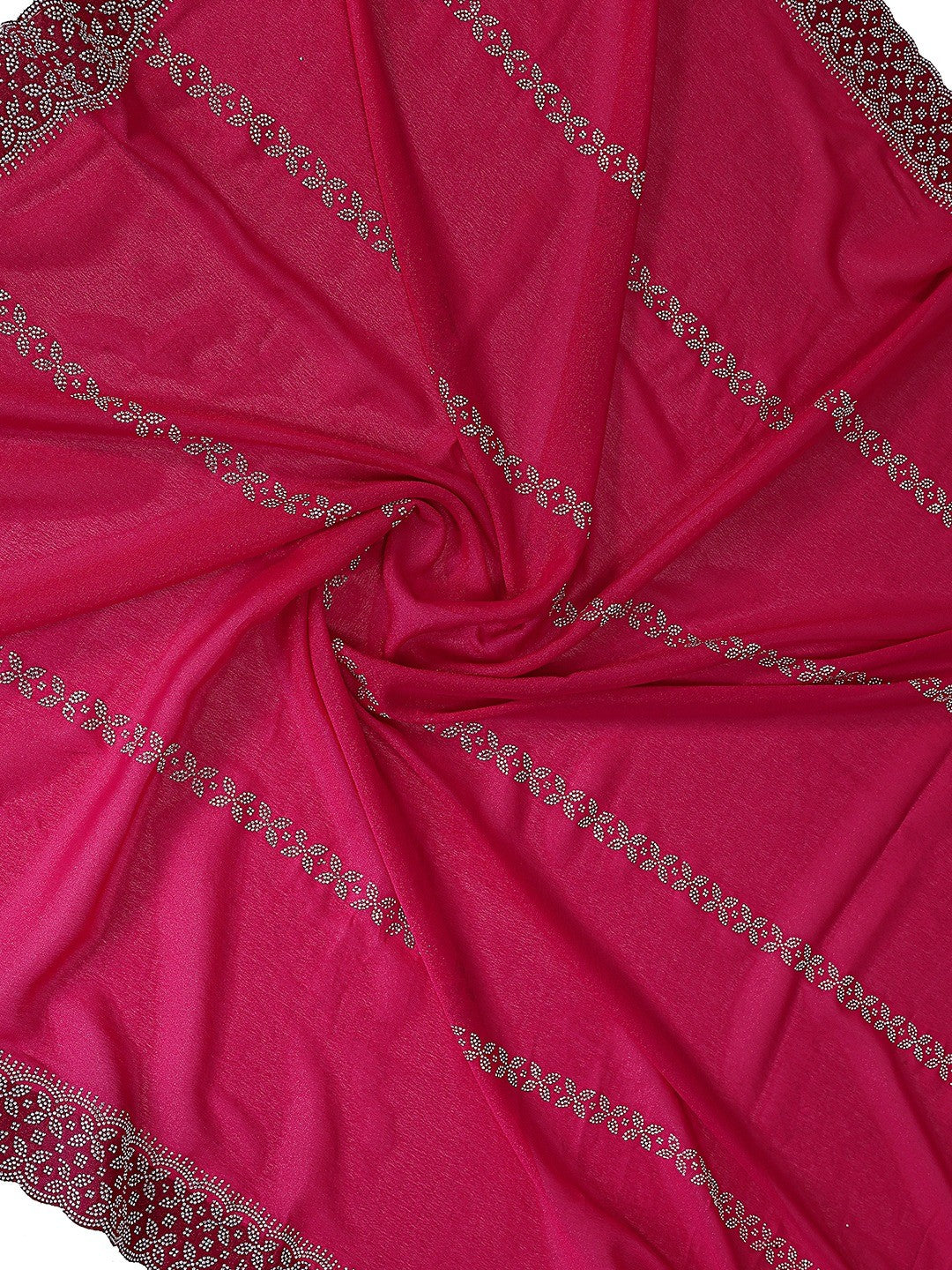 Timeless Rani Pink Star Georgette Saree With Sparkling Swarovski Embellishment Work - Image 2