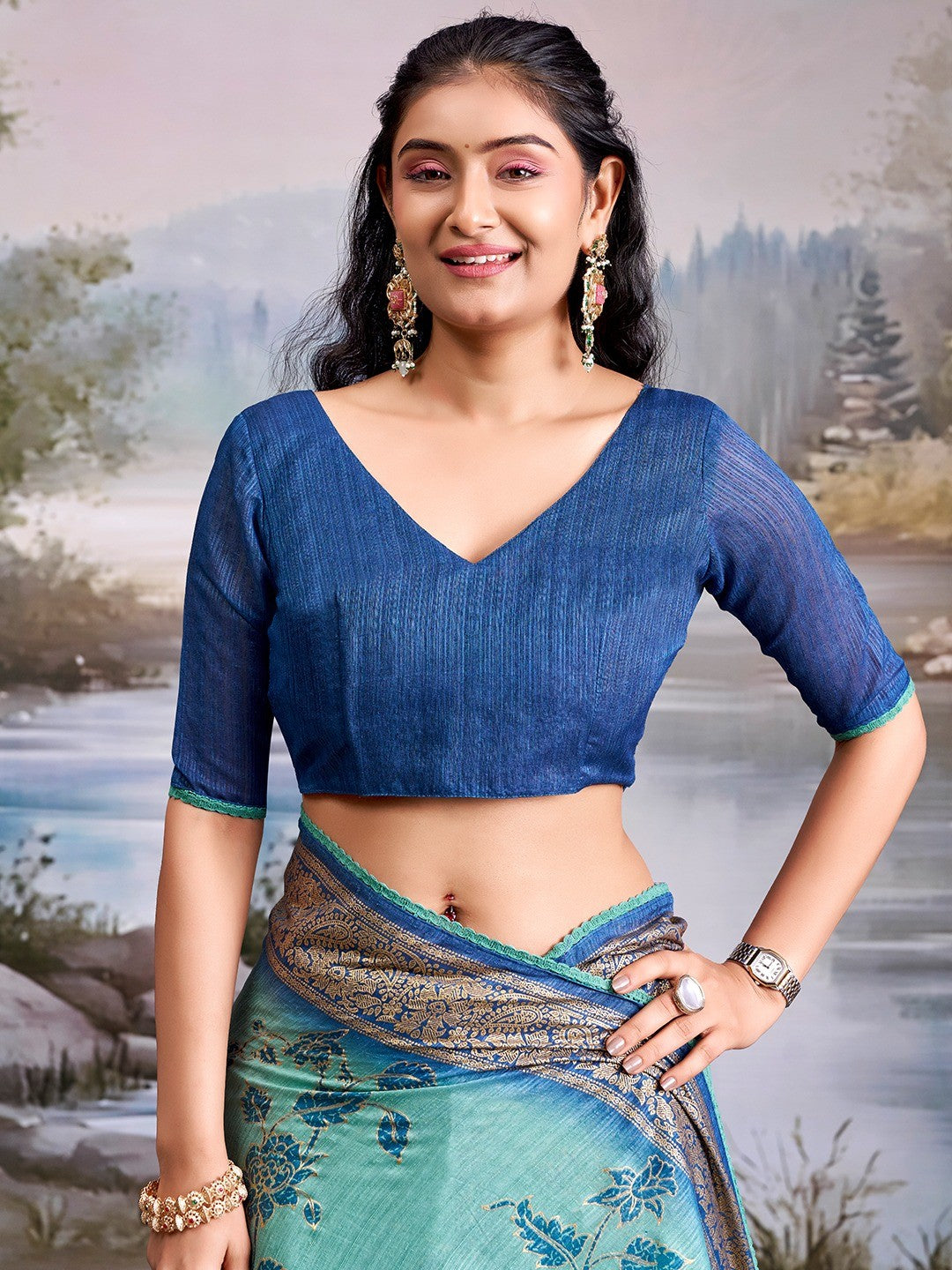 Beautiful Sea Green Cotton Silk Saree with Floral Elegance and Traditional Zari Border - Image 2