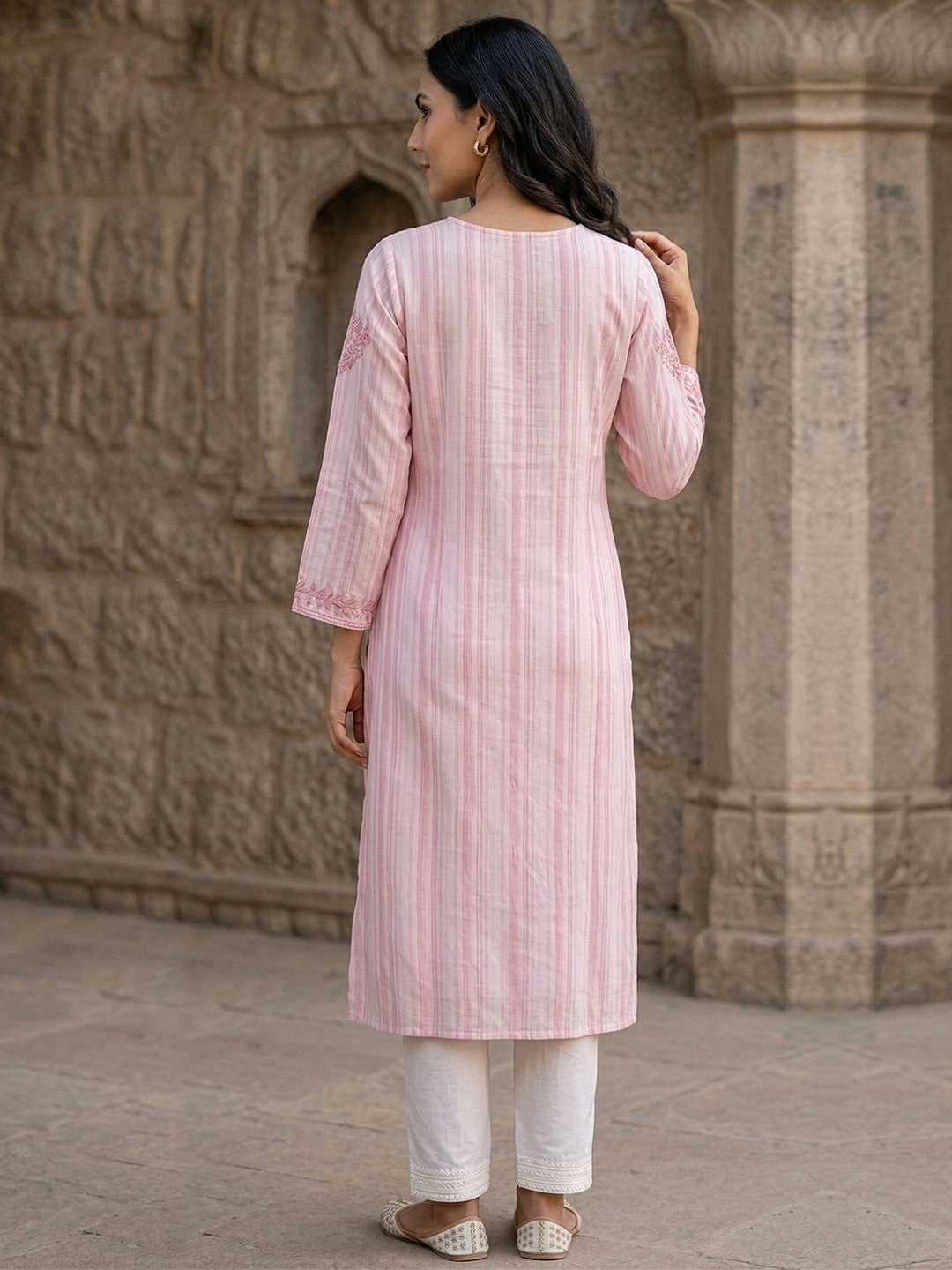 Elegant Pink Rayon Kurti with Delicate Embroidery - Image 3