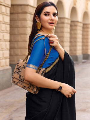 Charming Black Solid Mulmul Cotton Saree Highlighted By Zari Weaving Border & Tassel Pallu - Image 2
