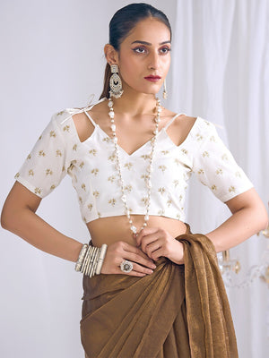 Graceful Brown Art Silk Party Wear Saree With Minimal Solid Design & Tassel Pallu - Image 2