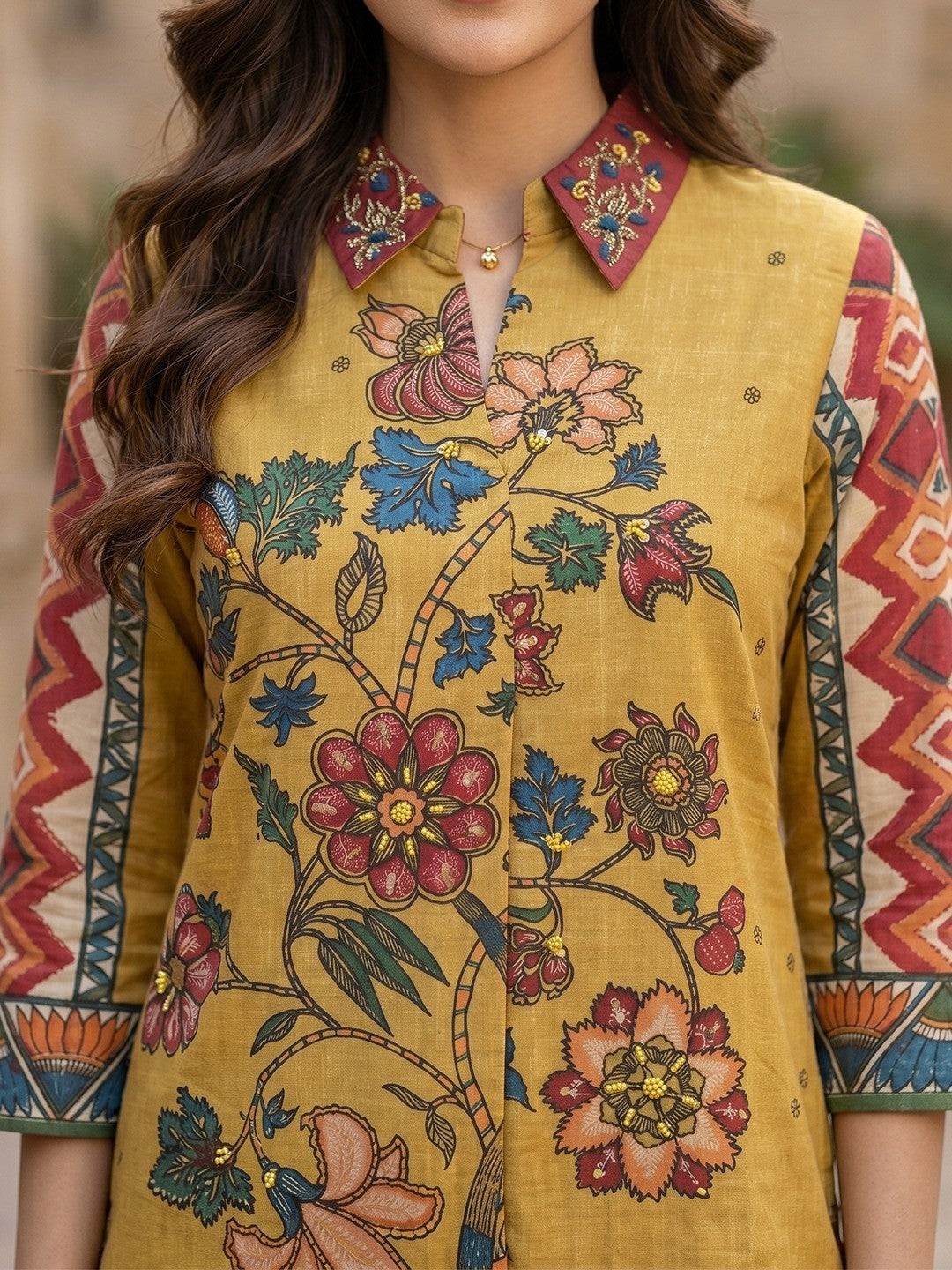 Trendy Olive Cotton Two-Piece Set for Casual & Office Wear - Image 2