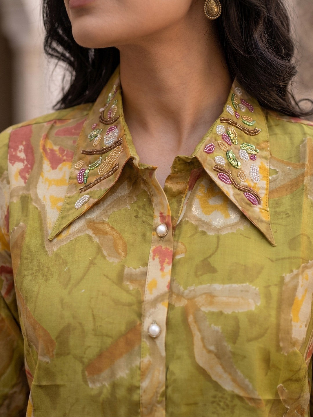 Green Floral Printed Rayon Top Bottom Set Stylish Everyday Ethnic Wear - Image 4