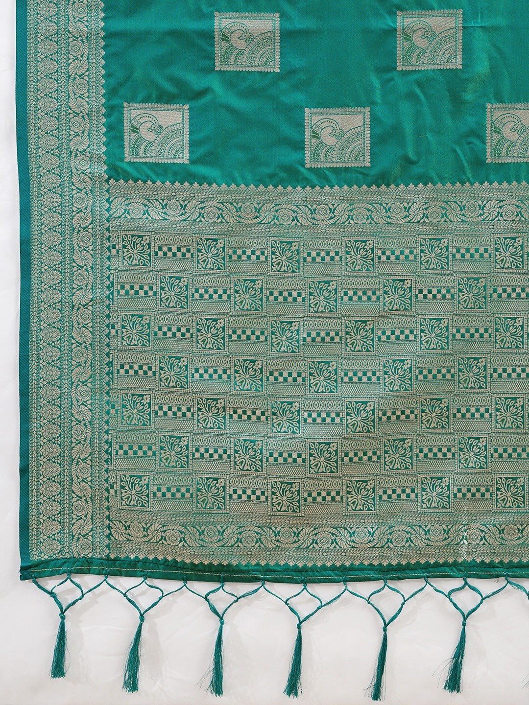 Sea Green Silk Blend Saree with Delicate Zari Work Lightweight Festive Style - Image 7