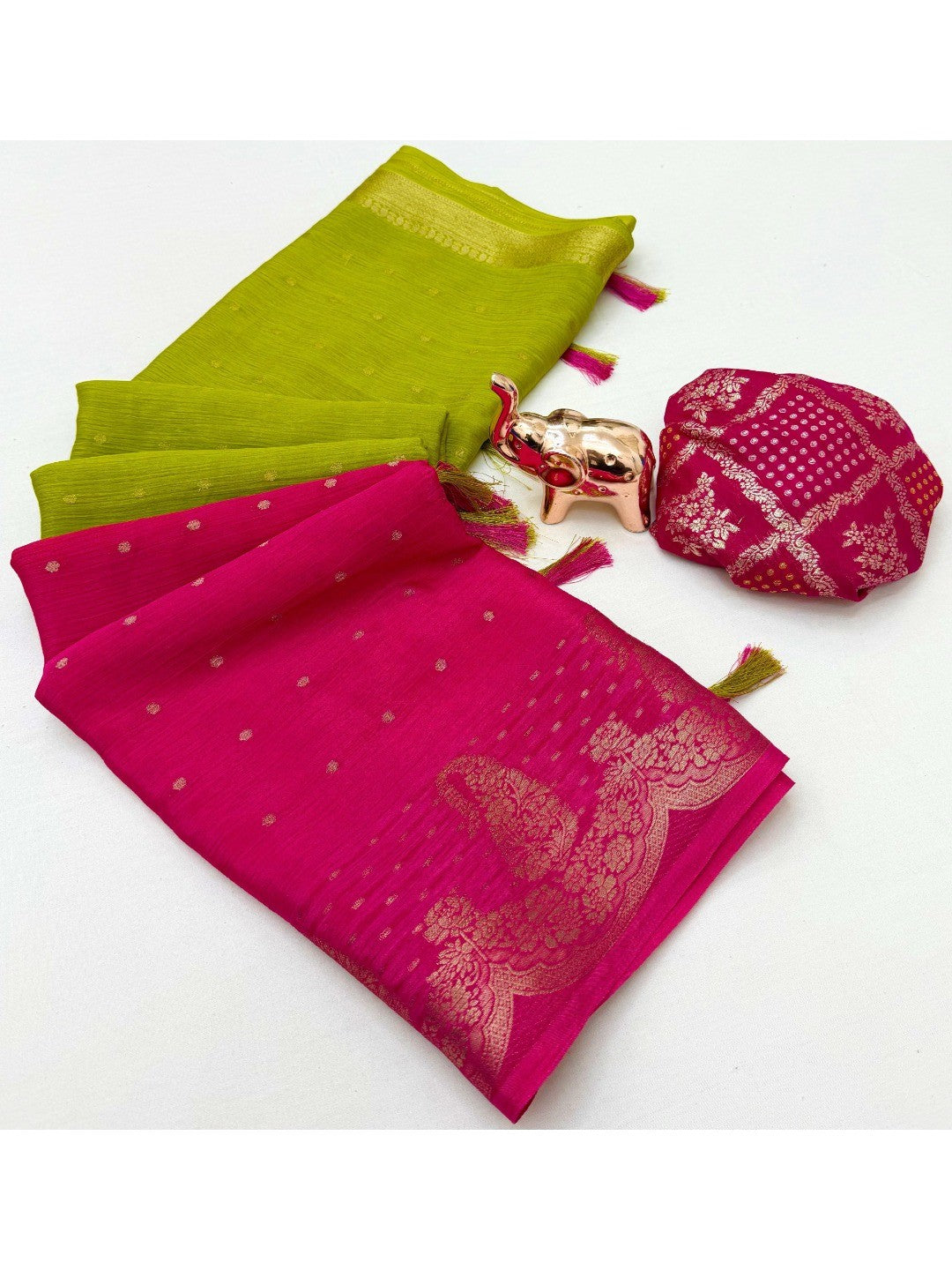 Stylish Multicolor Chinon Saree with Woven Zari Work Elegant Look - Image 2