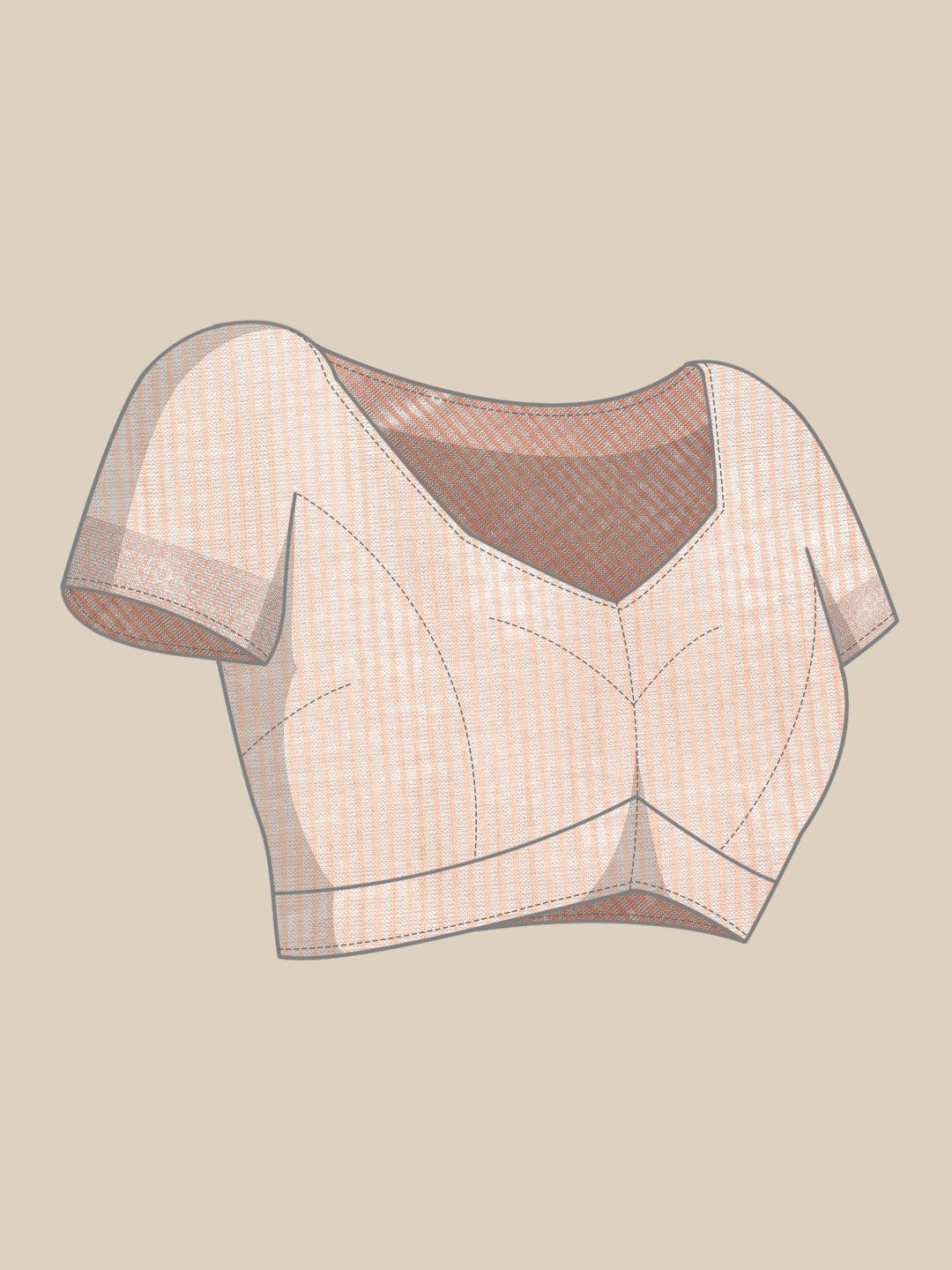 Peach Linen Saree with Subtle Zari Detailing Lightweight Occasion Wear - Image 2