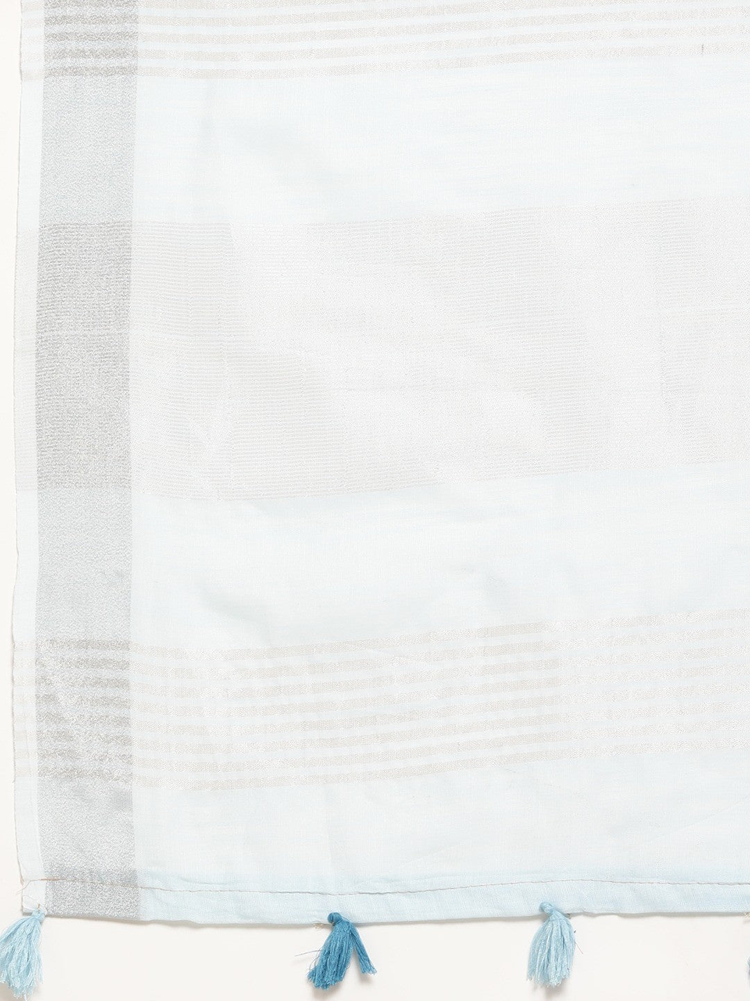 Pastle Blue Linen Saree with Subtle Zari Detailing Lightweight Occasion Wear - Image 3