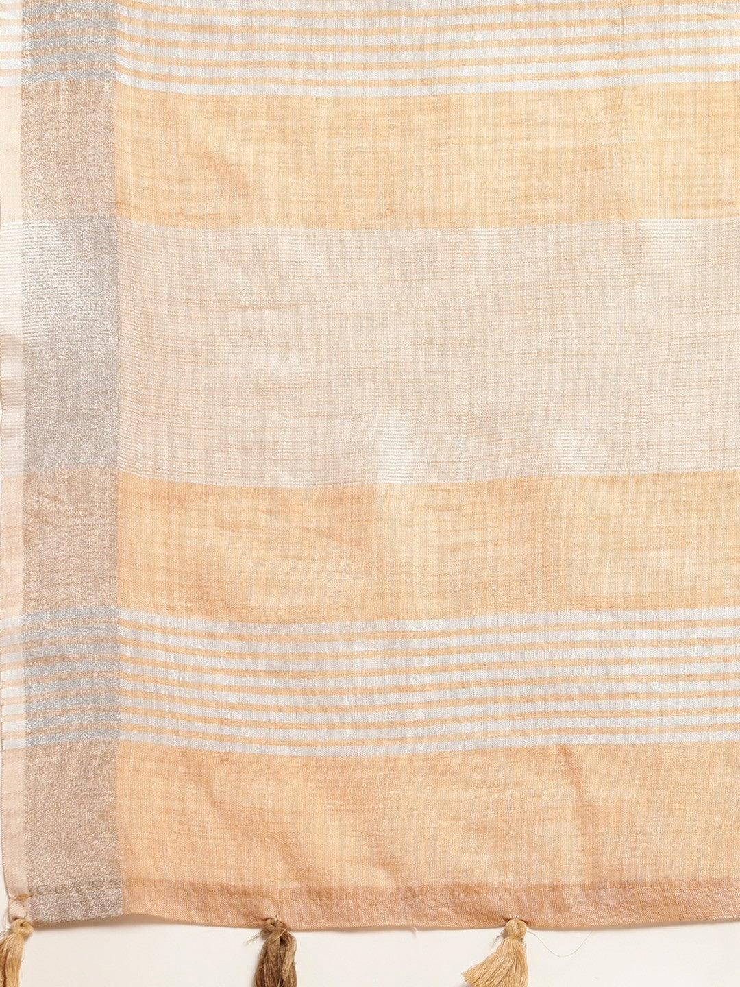 Nude Peach Linen Saree with Subtle Zari Detailing Lightweight Occasion Wear - Image 3