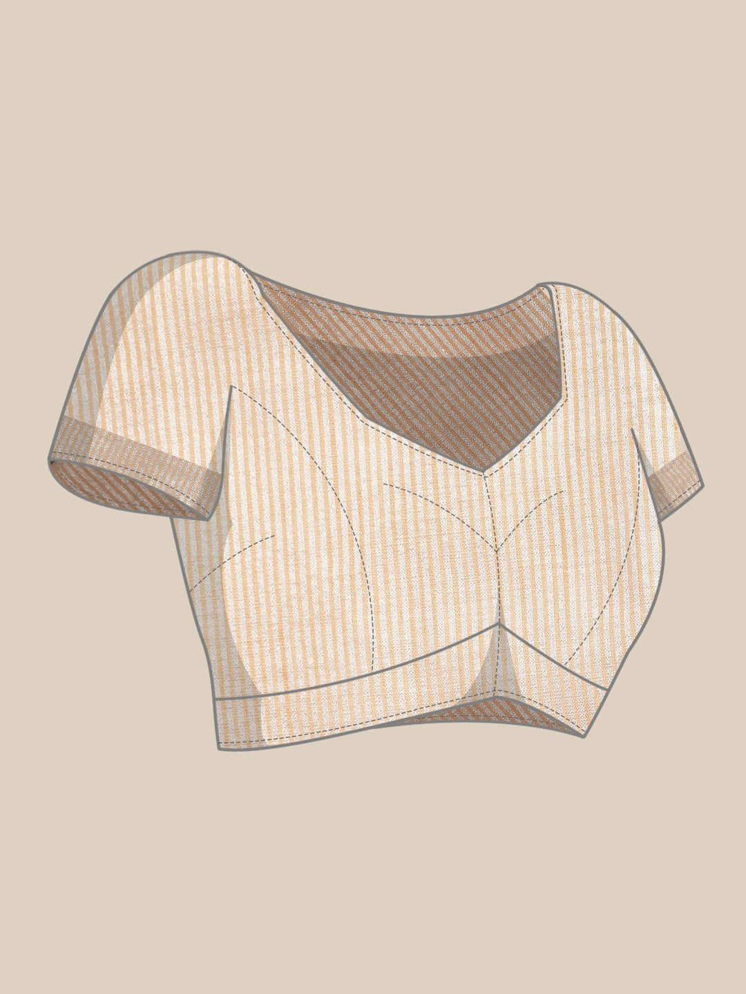 Nude Peach Linen Saree with Subtle Zari Detailing Lightweight Occasion Wear - Image 5