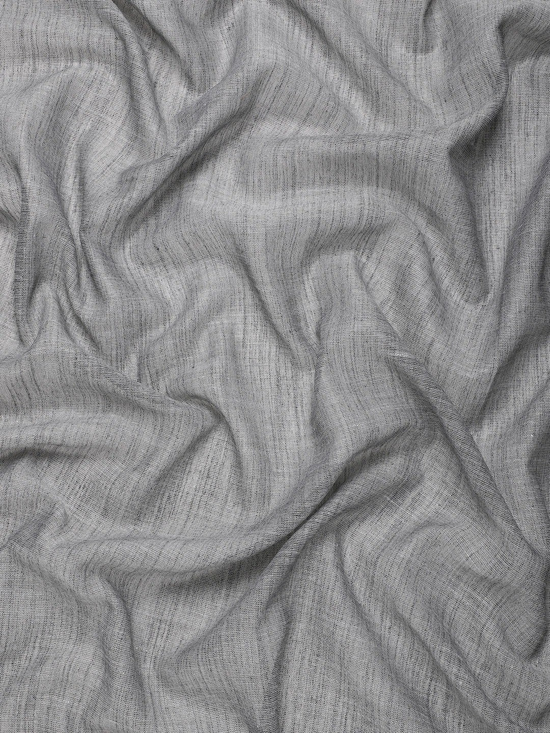 Grey Linen Saree with Subtle Zari Detailing Lightweight Occasion Wear - Image 4