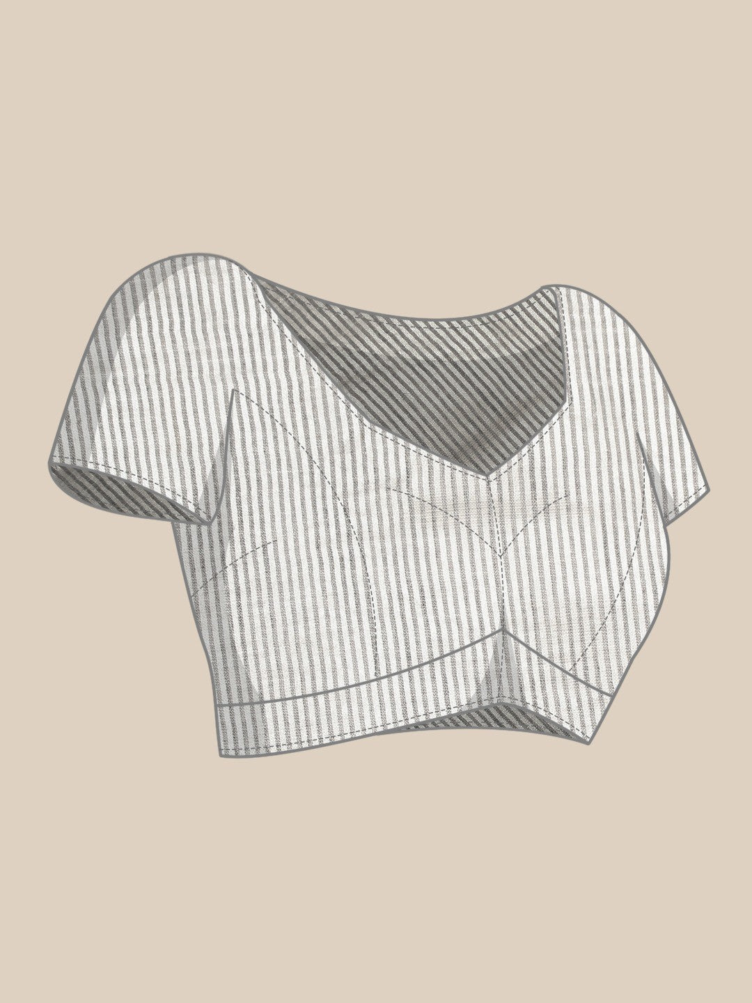 Grey Linen Saree with Subtle Zari Detailing Lightweight Occasion Wear - Image 5