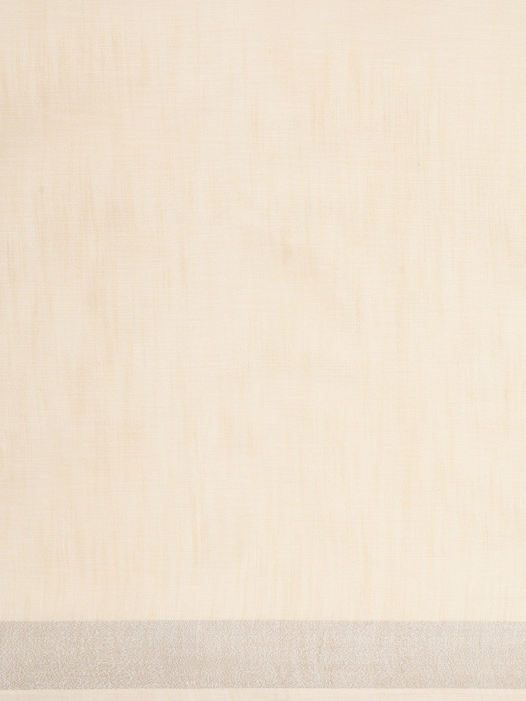 Cream Linen Saree with Subtle Zari Detailing Lightweight Occasion Wear - Image 3