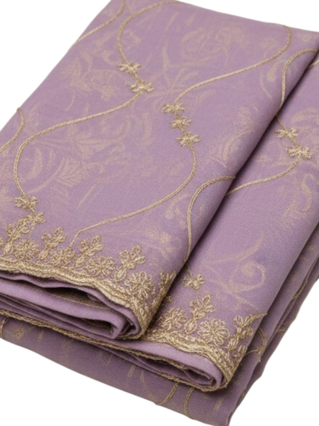 Sophisticated Lavender Georgette Saree Showcasing Sequins & Golden Thread Embroidery - Image 2