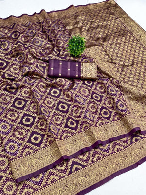 Classic Wine Silk Blend Saree with Zari Work Refined Festive Appeal - Image 2