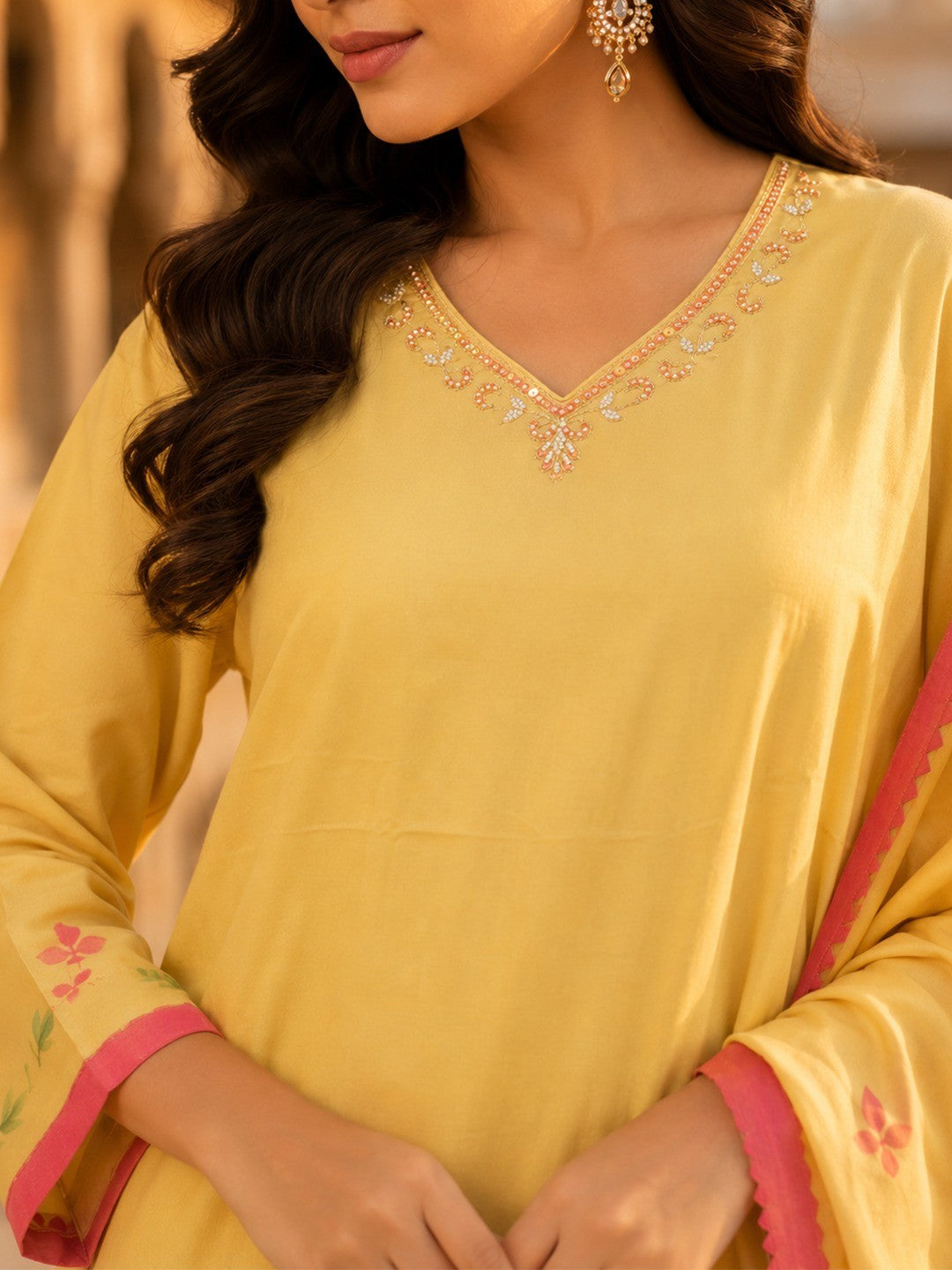 Yellow Rayon Salwar Suit with Elegant Print and Matching Dupatta Festive Wear - Image 2