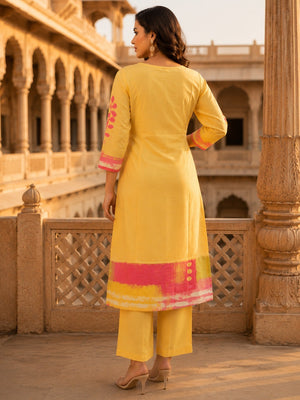 Yellow Rayon Salwar Suit with Elegant Print and Matching Dupatta Festive Wear - Image 2