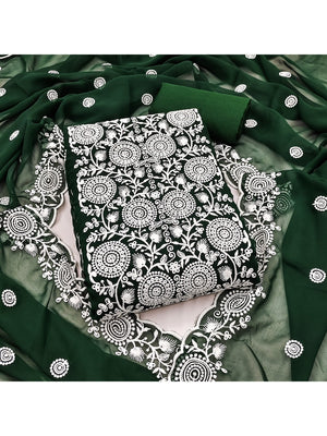 Elegant Green Georgette Embroidered Unstitched Suit Material - Image 1