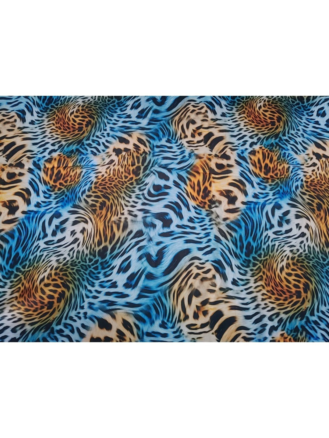 Blue Digital Print Satin Saree with Matching Blouse Piece - Image 4