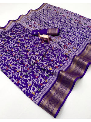 Peachmode Purple Dolla Silk Saree with Digital Print - Image 2