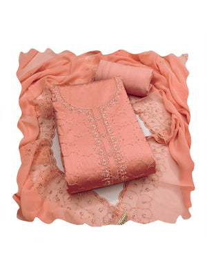 Peachmode Peach Jam Cotton Dress Material with Embroidered Dupatta - Image 2