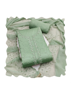 Peachmode Sea Green Jam Cotton Dress Material with Embroidered Dupatta - Image 2