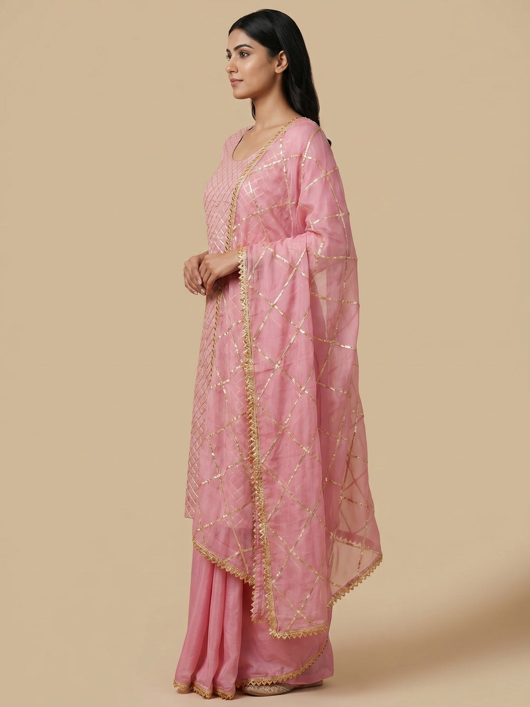 Breathtaking Light Pink Colored Partywear Embroidered Modal Dress Material - Image 3