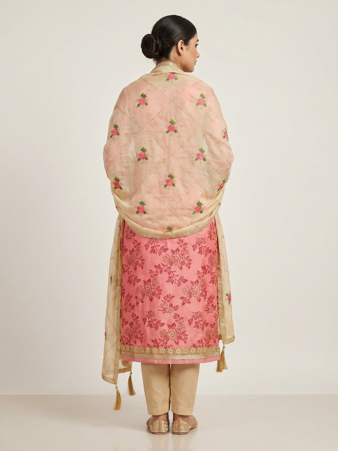 Attractive Pink Colored Casual Wear Printed Modal Silk Dress Material - Image 2