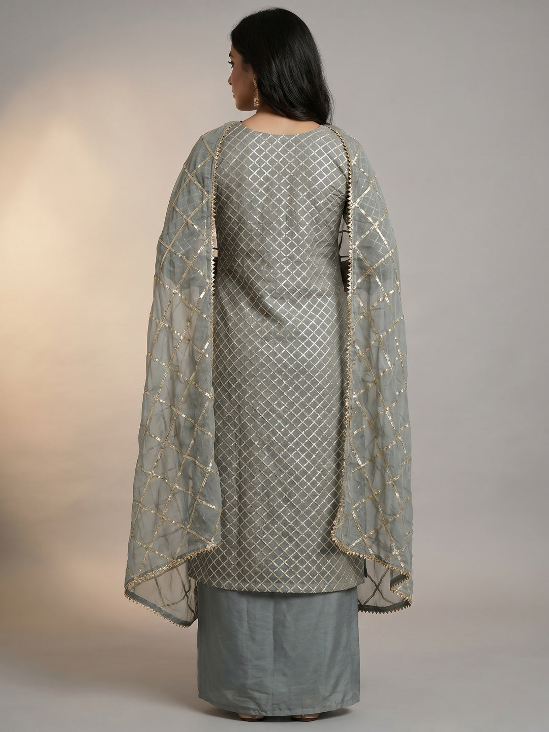 Mesmerising Gray Colored Partywear Embroidered Modal Dress Material - Image 2