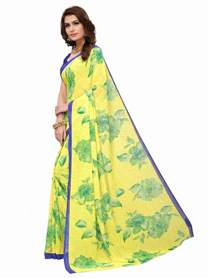 Yellow Casual Printed Georgette Saree - Image 1